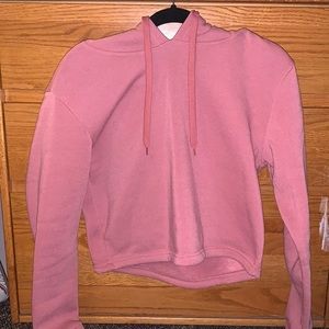 Pink Cropped Hoodie Sweatshirt